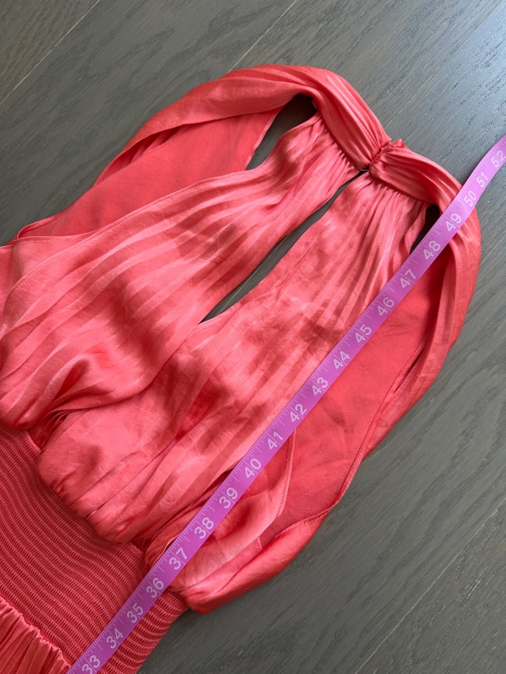 ALC A.L.C. Rose Midi Pleated Dress Coral Orange Plunge Neck Size 2 - Picture 7 of 9